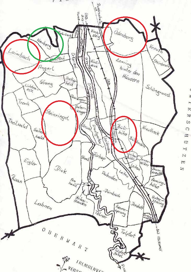 Ortsriede in denen es Weinbau gab